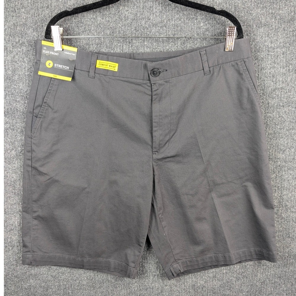 Claiborne Mens Gray Comfort Waist Stretch Flat Front Shorts Size 36 New